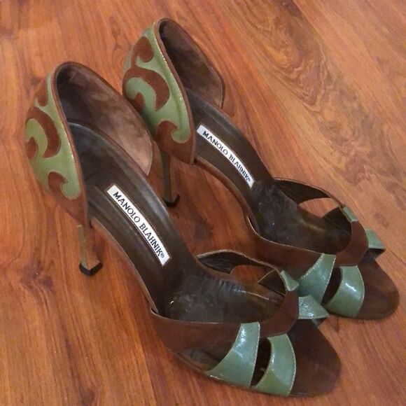 Manolo Blahnik Leather and suede unique heels size 40.5 - Picture 8 of 8